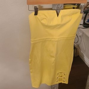 Bebe yellow strapless dress